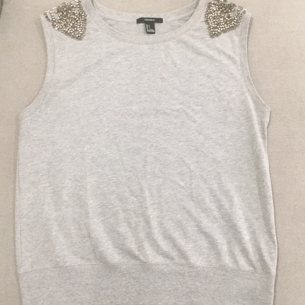 Gray sleeveless sweater
